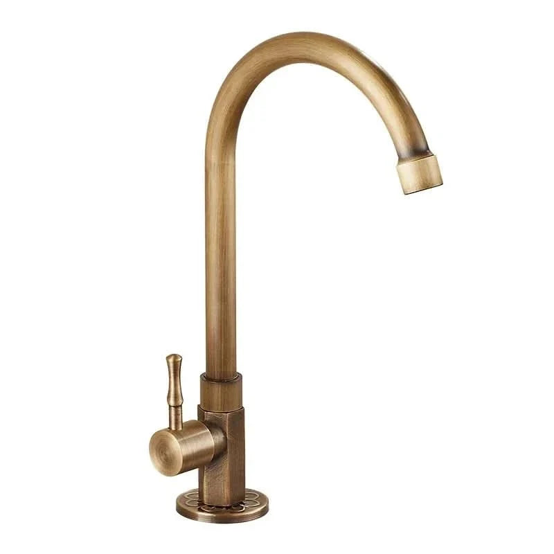 GOLDENSWAN Swan-Neck Brass Faucet – Antique Tap for Kitchen & Bath