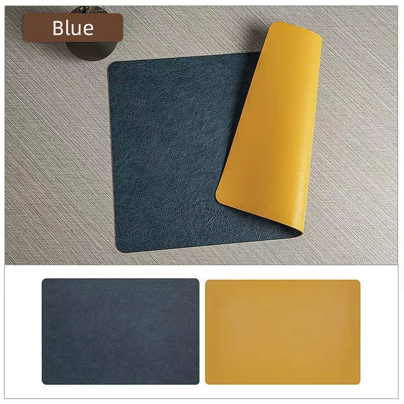 DuoMat Reversible Faux-Leather Placemats – Heatproof Waterproof Table Set