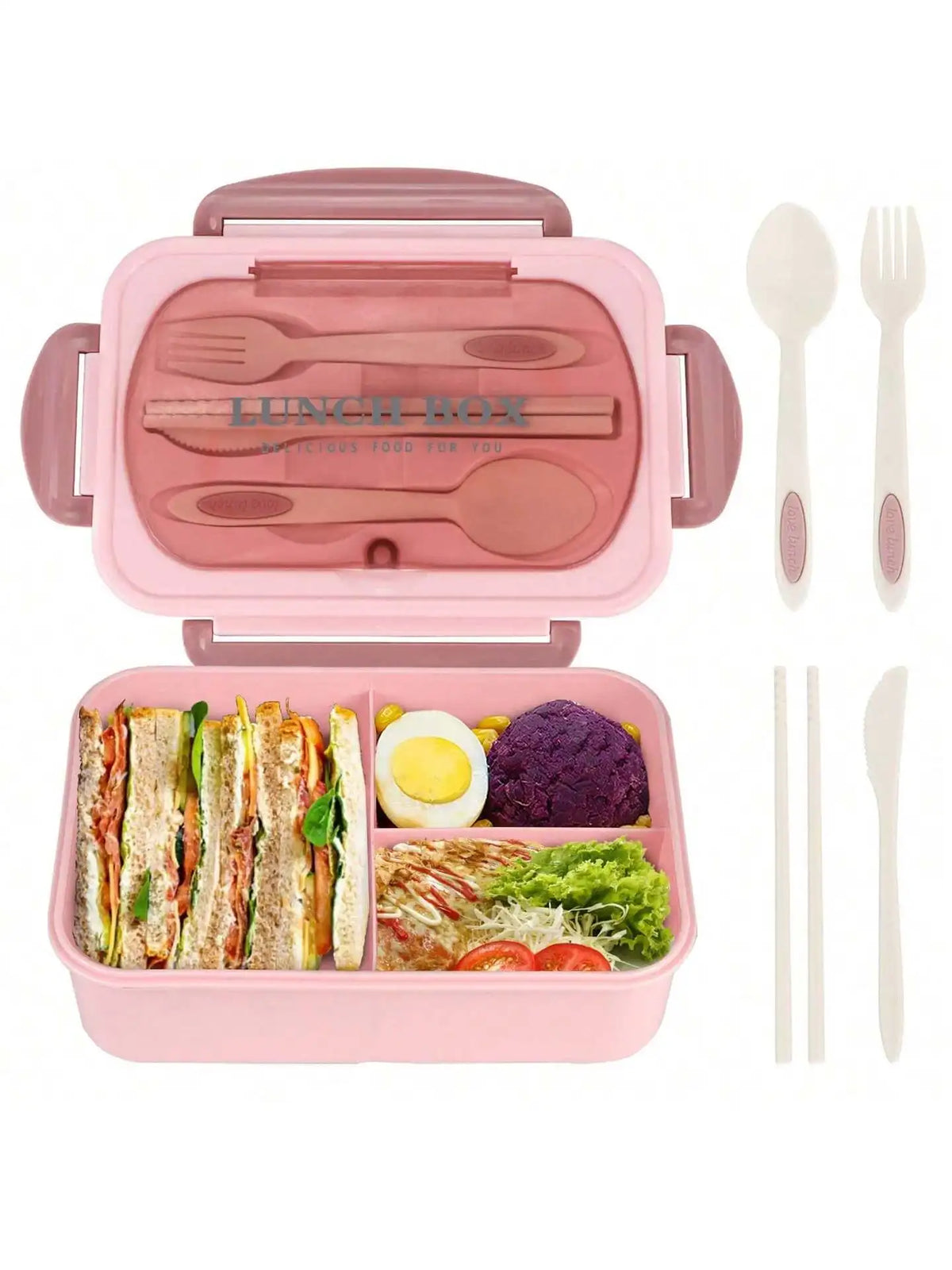 MealMate 1200ml Bento Lunch Box | 4 Compartments, Leakproof with Cutlery