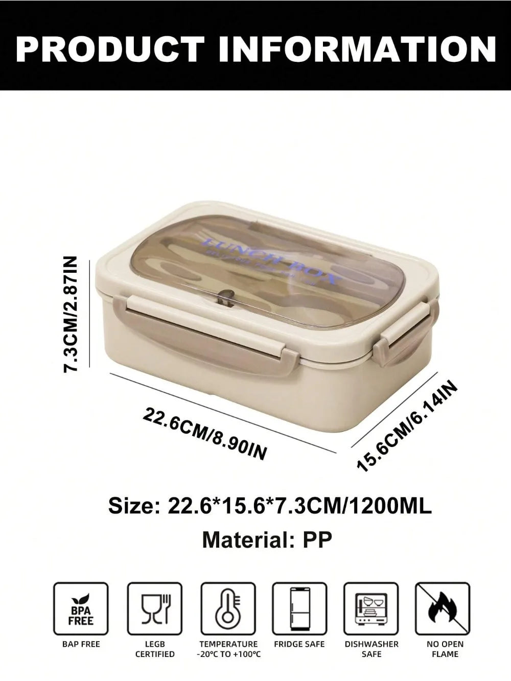 MealMate 1200ml Bento Lunch Box | 4 Compartments, Leakproof with Cutlery