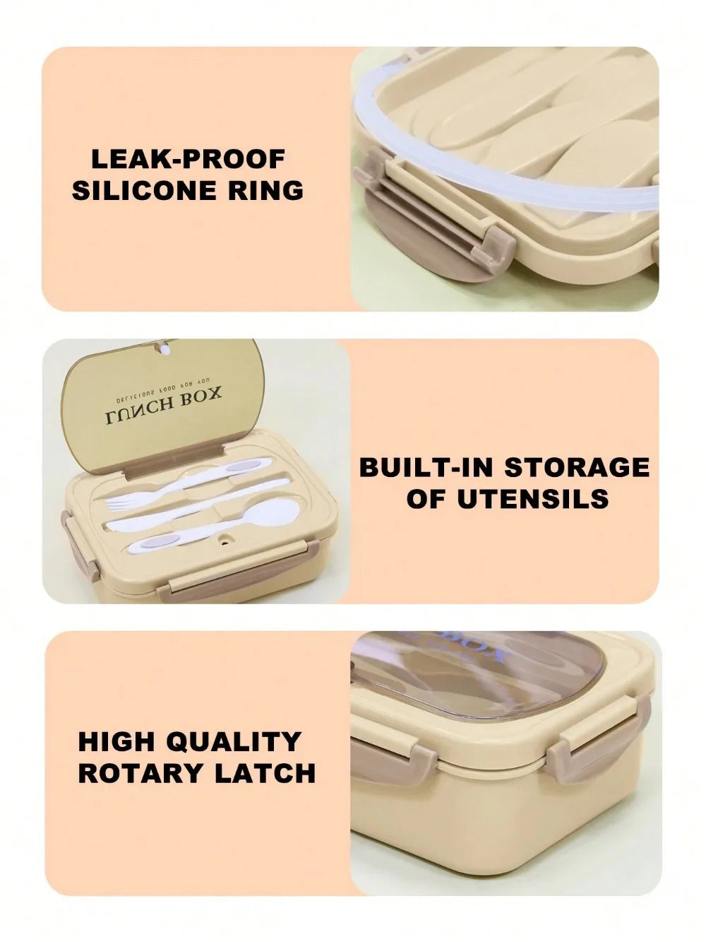 MealMate 1200ml Bento Lunch Box | 4 Compartments, Leakproof with Cutlery