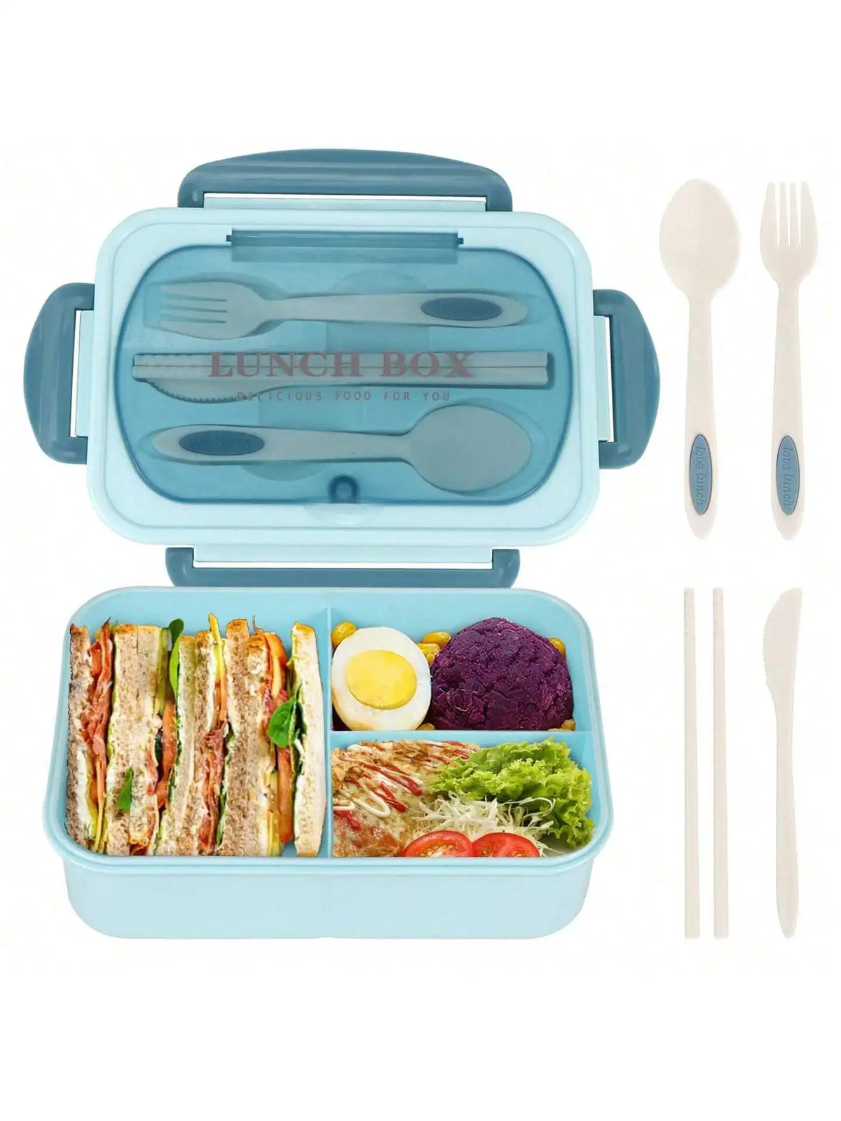 MealMate 1200ml Bento Lunch Box | 4 Compartments, Leakproof with Cutlery