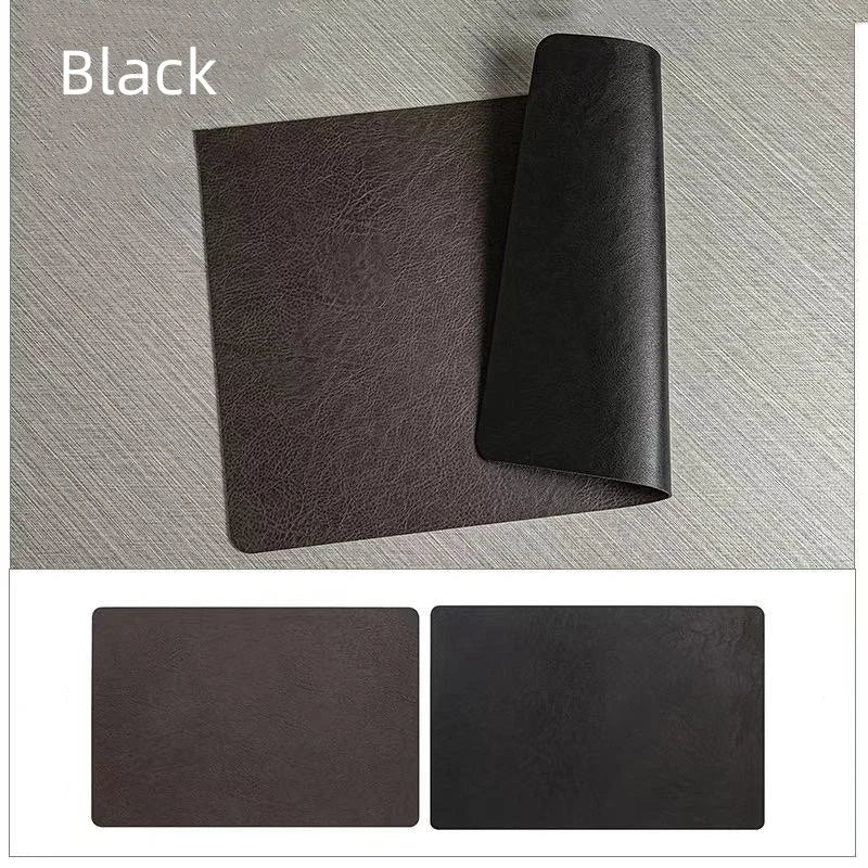 DuoMat Reversible Faux-Leather Placemats – Heatproof Waterproof Table Set