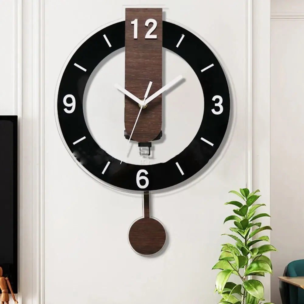 Minimalist Pendulum Wall Clock – Modern Acrylic & Wood Design Clock