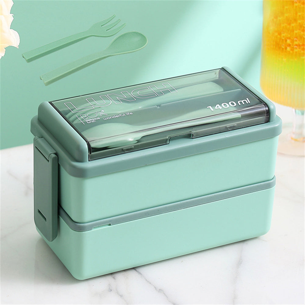 1400ml Double-Layer Bento Box | Portable Lunch Box with Fork & Spoon