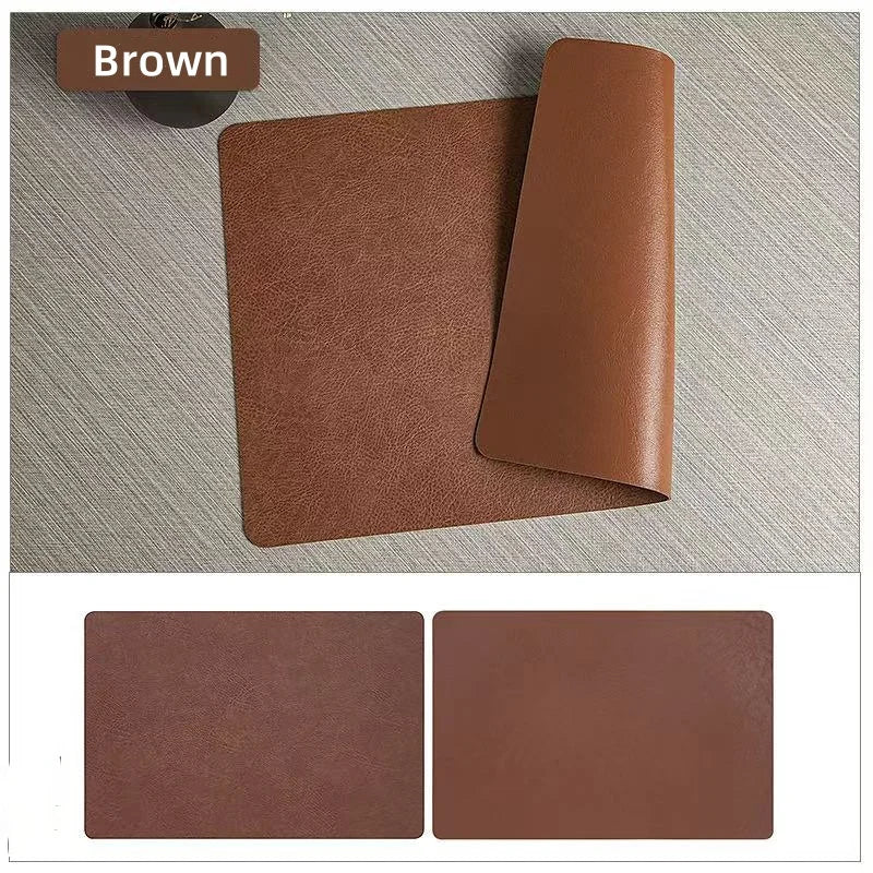 DuoMat Reversible Faux-Leather Placemats – Heatproof Waterproof Table Set