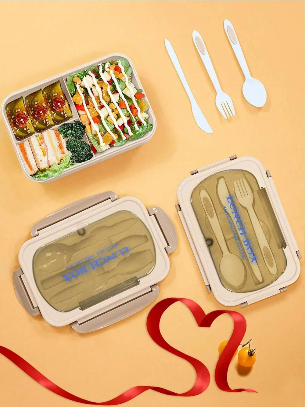 MealMate 1200ml Bento Lunch Box | 4 Compartments, Leakproof with Cutlery