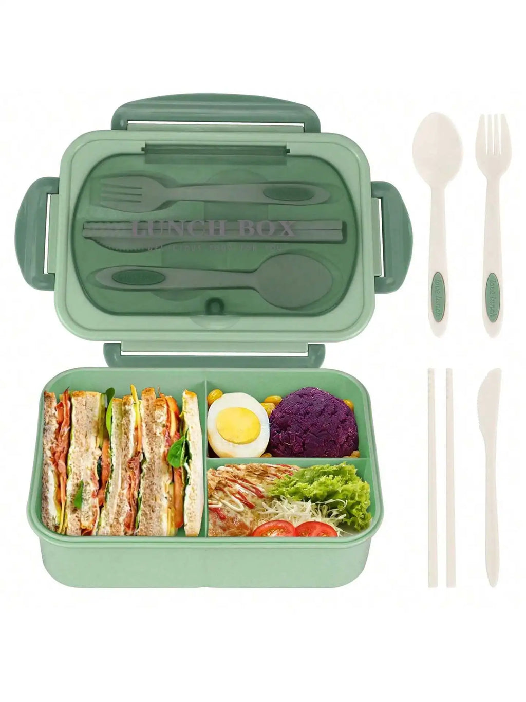 MealMate 1200ml Bento Lunch Box | 4 Compartments, Leakproof with Cutlery