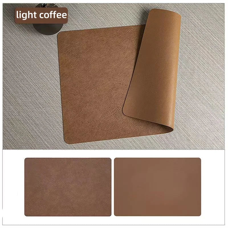 DuoMat Reversible Faux-Leather Placemats – Heatproof Waterproof Table Set