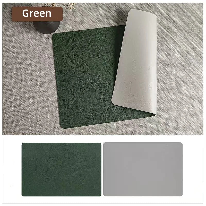 DuoMat Reversible Faux-Leather Placemats – Heatproof Waterproof Table Set