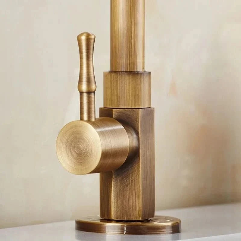 GOLDENSWAN Swan-Neck Brass Faucet – Antique Tap for Kitchen & Bath