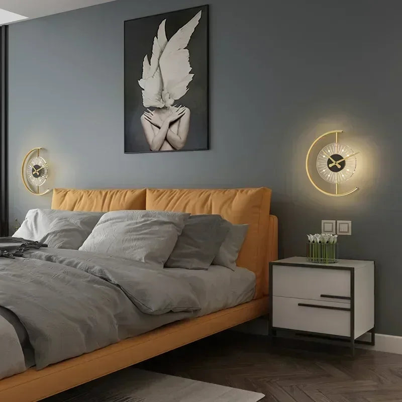 Lunaris LED Wall Clock Lamp – Postmodern Clock & Wall Light