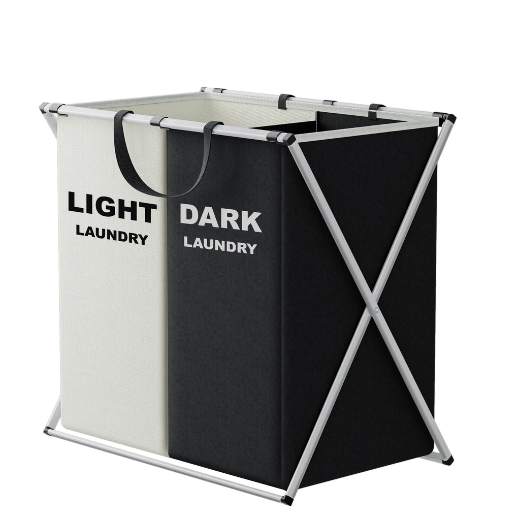 TriSort Multi-Compartment Laundry Basket | Foldable Sorter with Handles