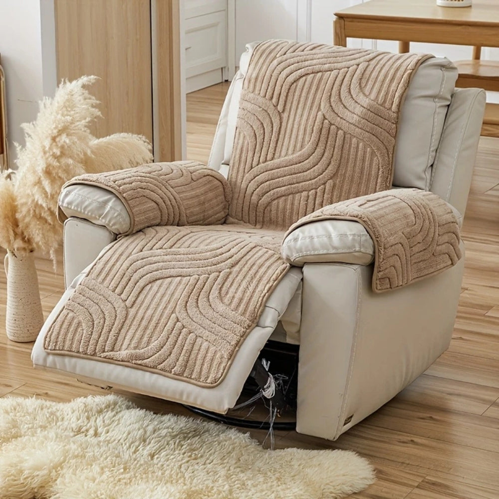 Silven Plush Recliner Cover – Thick Anti-Slip Washable Chair Slipcover