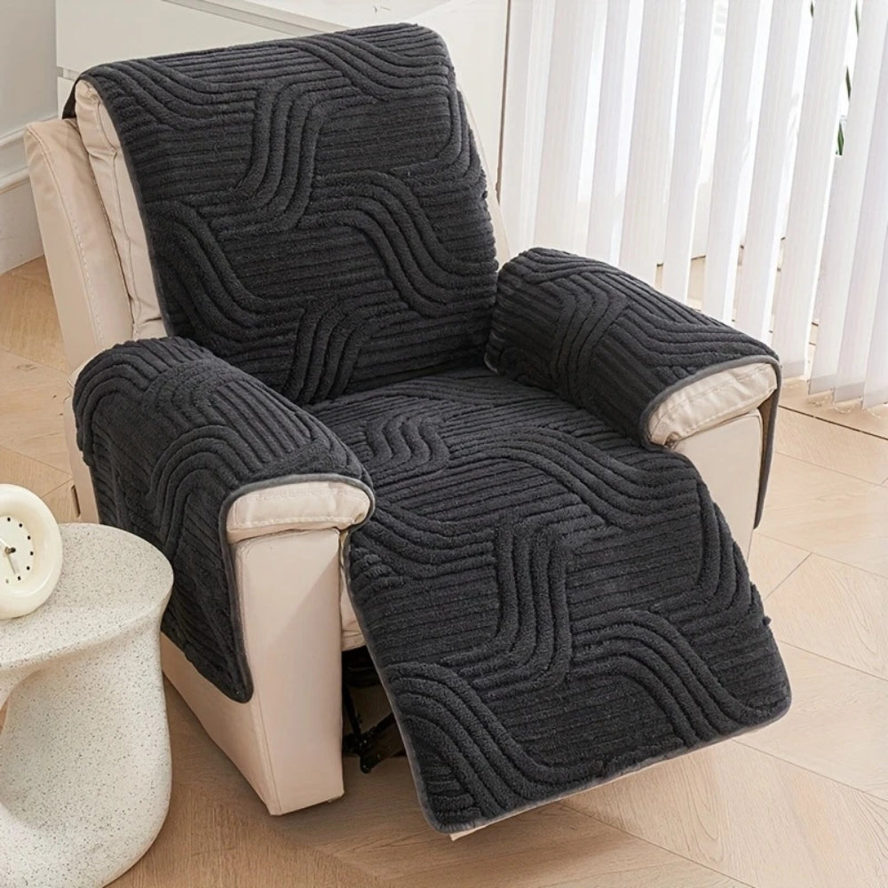 Silven Plush Recliner Cover – Thick Anti-Slip Washable Chair Slipcover