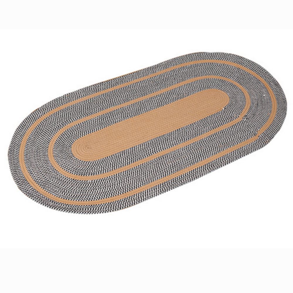 Sun Spiral Boho Oval Rug – Natural Non-Slip Entryway Mat