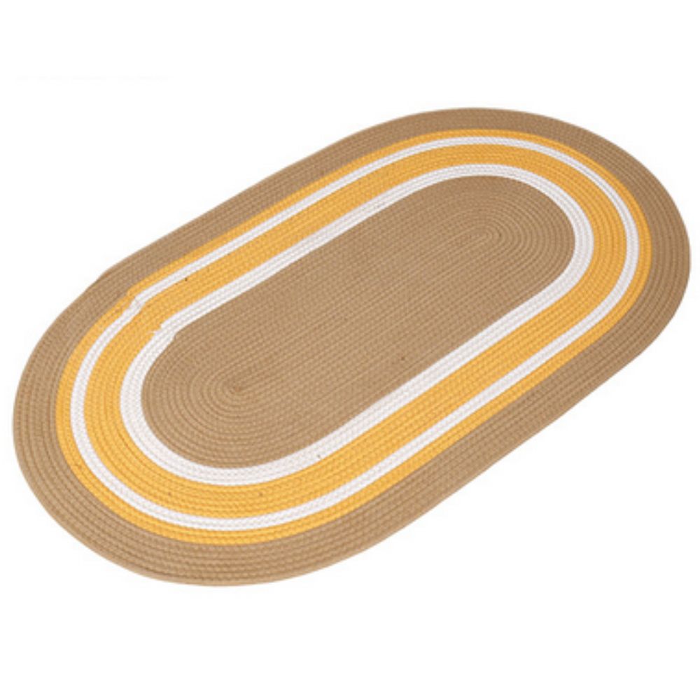 Sun Spiral Boho Oval Rug – Natural Non-Slip Entryway Mat