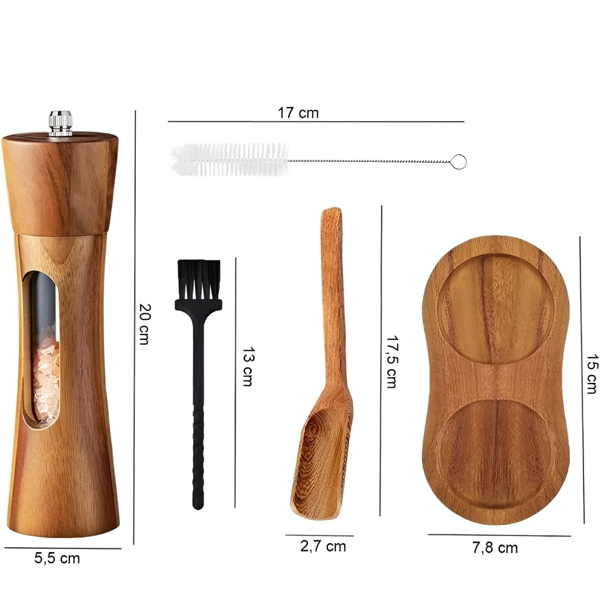 TABLEOAK Wooden Salt & Pepper Mill Set – Elegant Adjustable Grinders