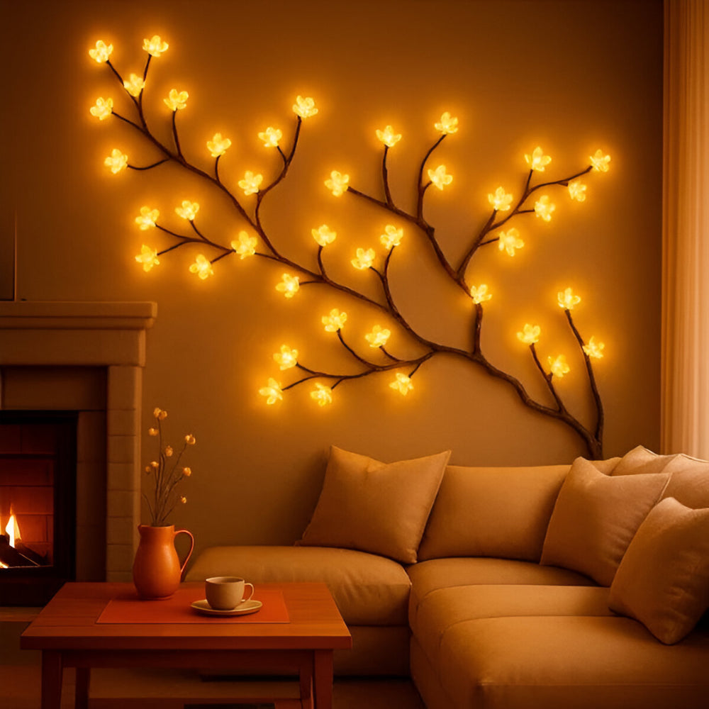 LED Branch Tree Light – Rustic Illuminated Wall Art Accent