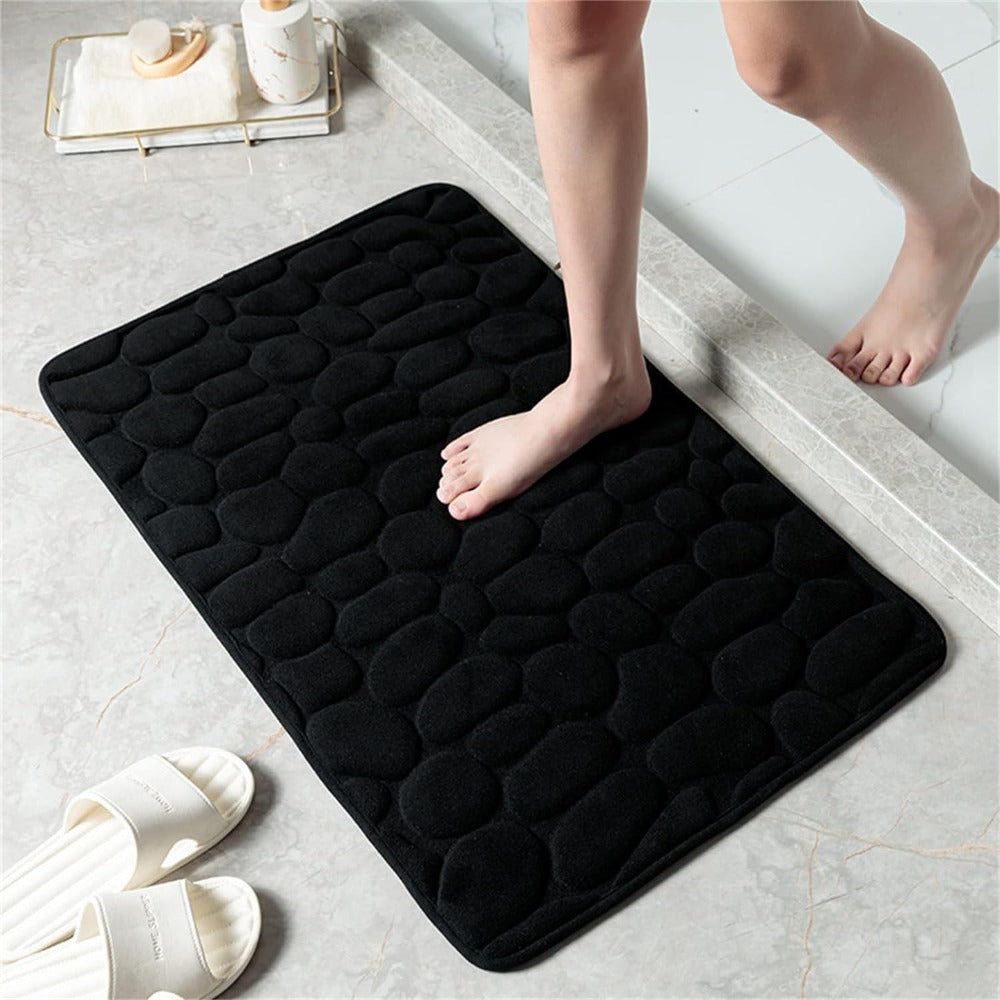 Casa Cobblestone Embossed Bath Mat – Soft Non-Slip Versatile Floor Mat