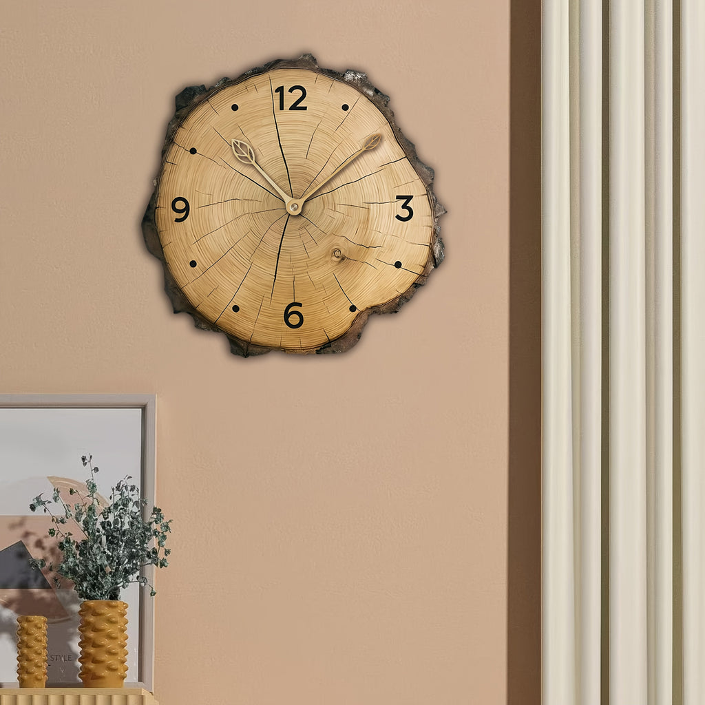Rustic Wood Slice Wall Clock – Natural Tree-Trunk Design Decor