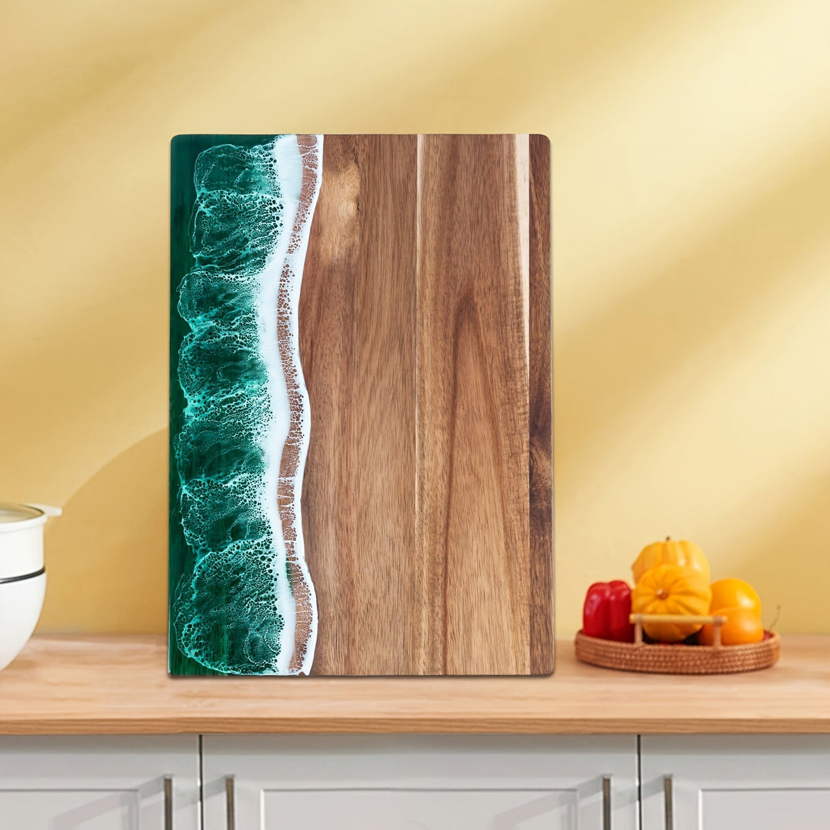 Wave Resin Acacia Serving Board – Ocean-Inspired Cheese & Charcuterie Board