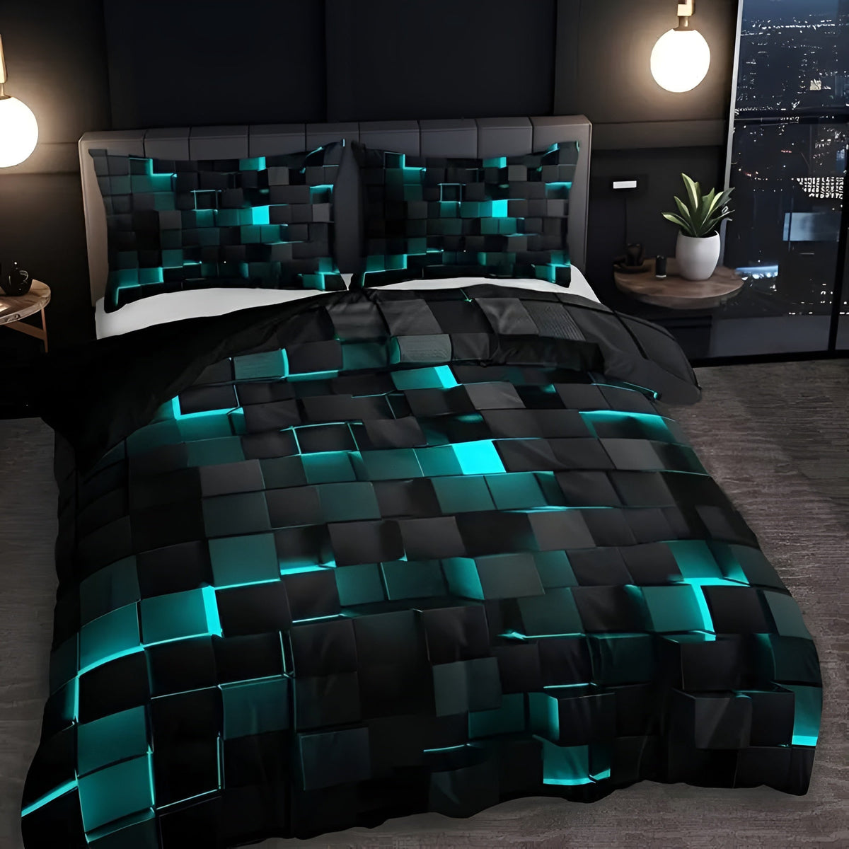 GeoMatrix Duvet Cover Set – Bold Geometric Modern Bedding