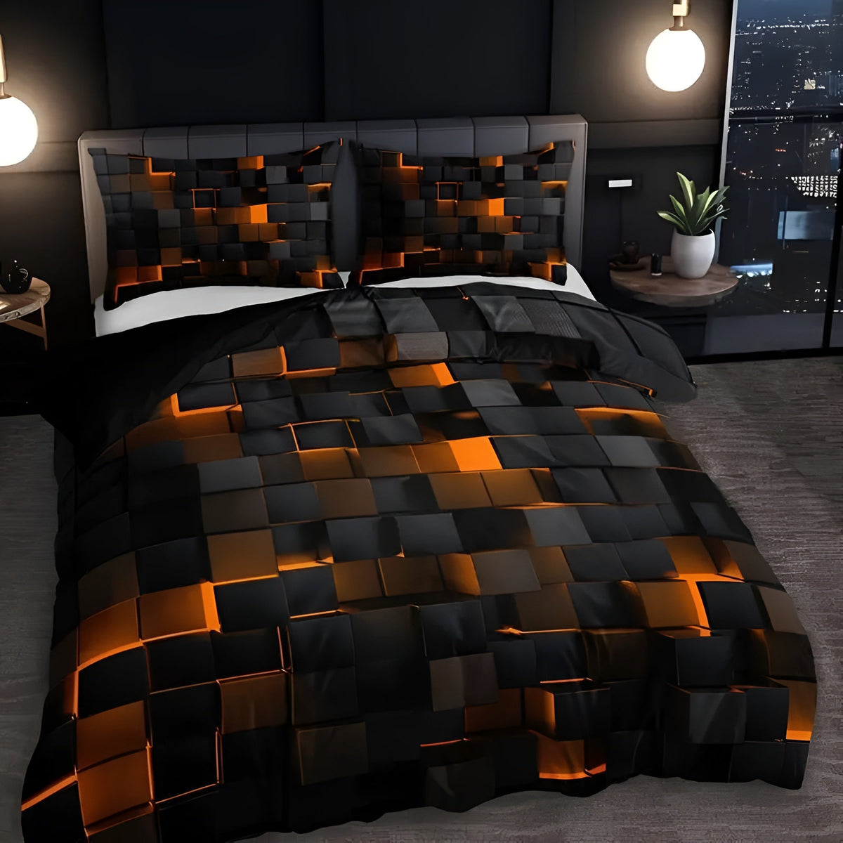 GeoMatrix Duvet Cover Set – Bold Geometric Modern Bedding