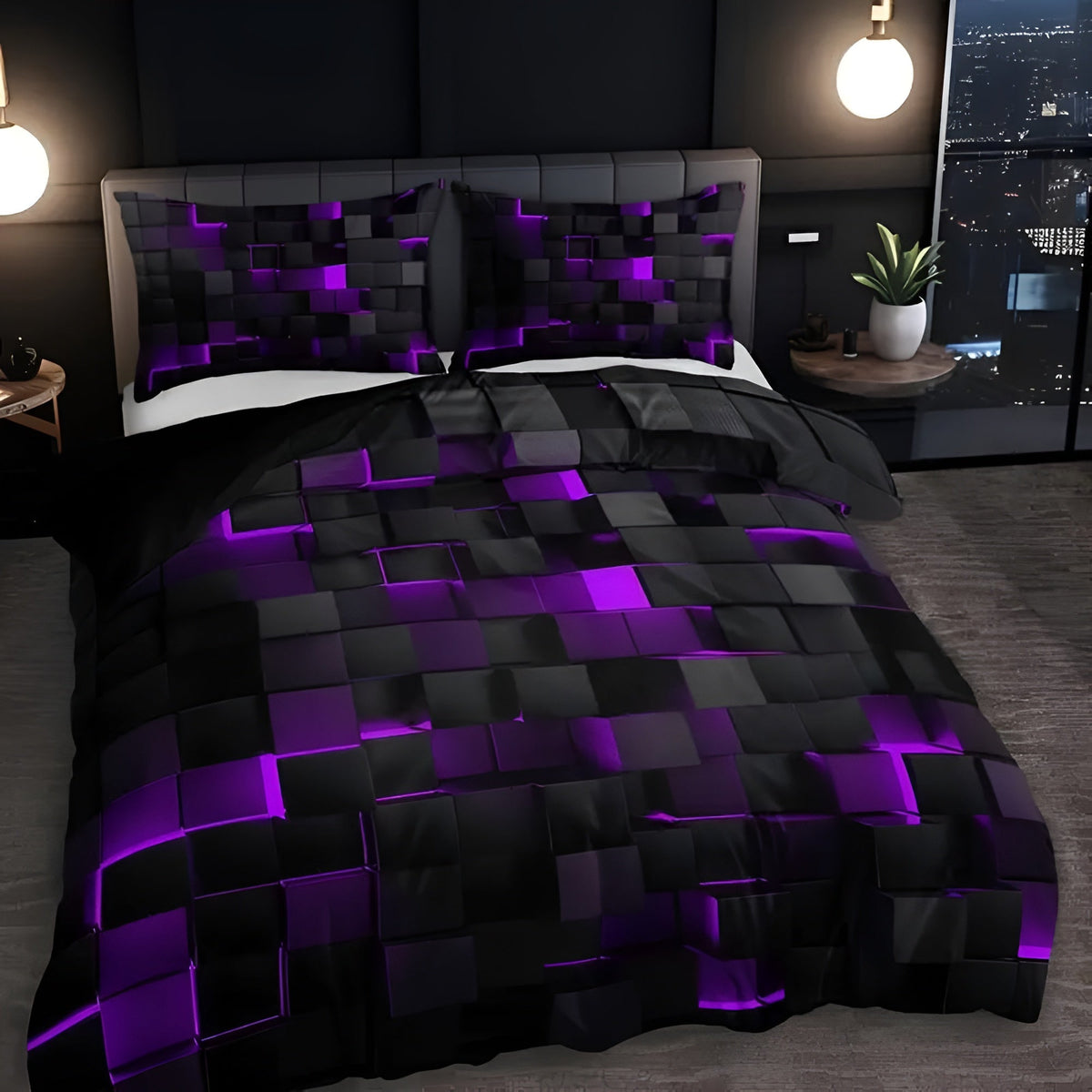 GeoMatrix Duvet Cover Set – Bold Geometric Modern Bedding