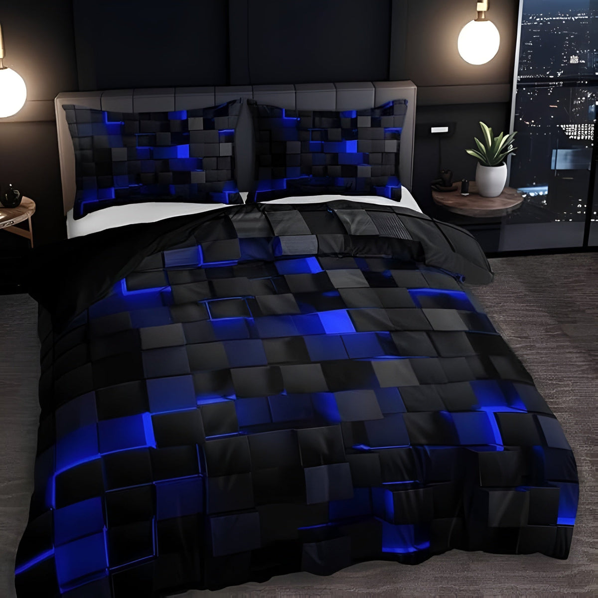 GeoMatrix Duvet Cover Set – Bold Geometric Modern Bedding
