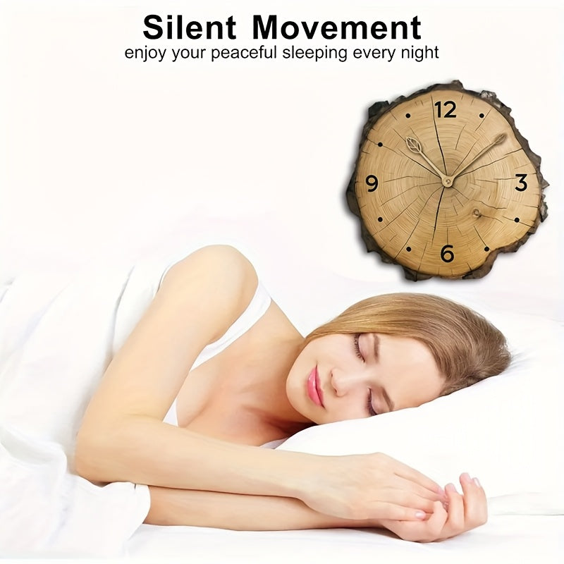 Rustic Wood Slice Wall Clock – Natural Tree-Trunk Design Decor