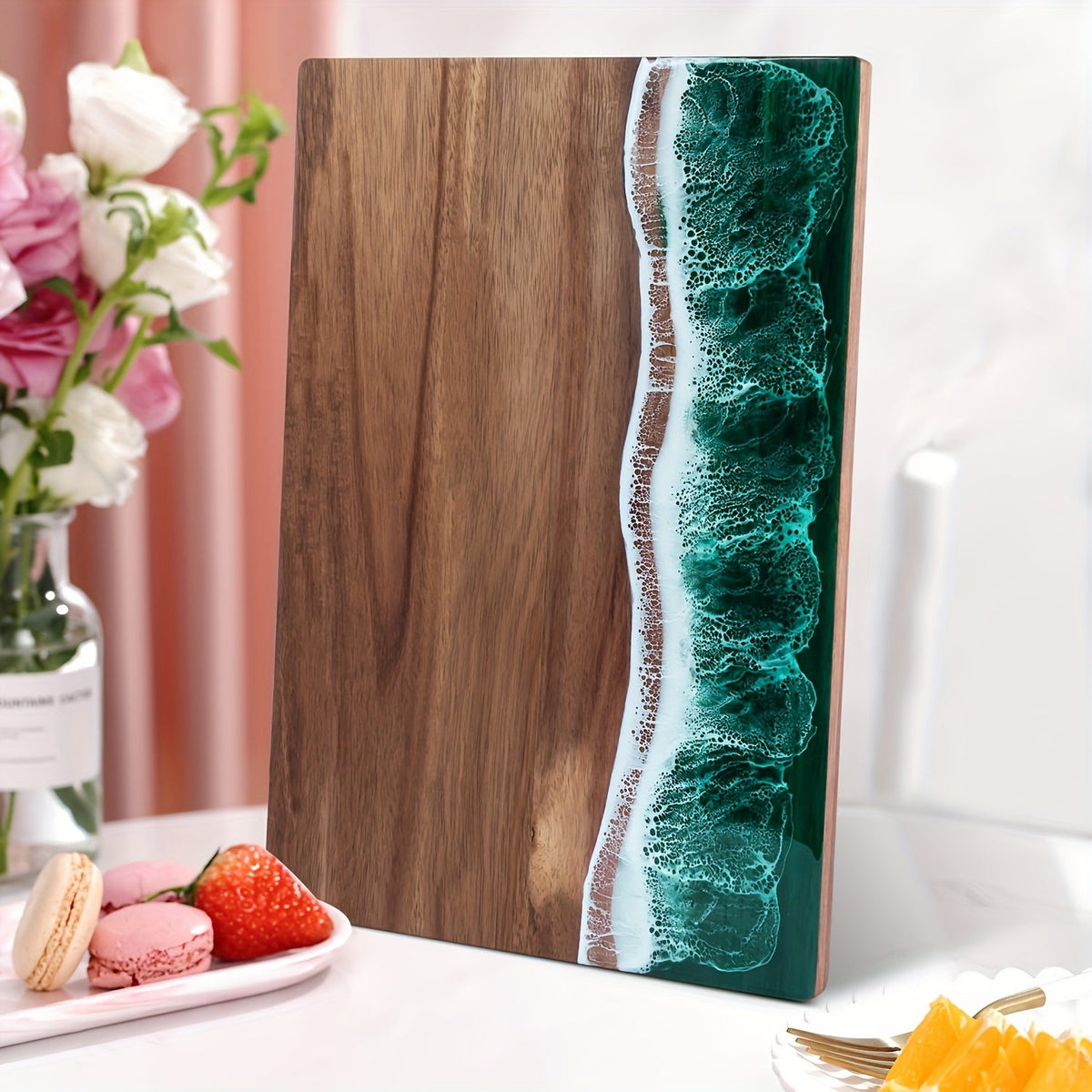 Wave Resin Acacia Serving Board – Ocean-Inspired Cheese & Charcuterie Board