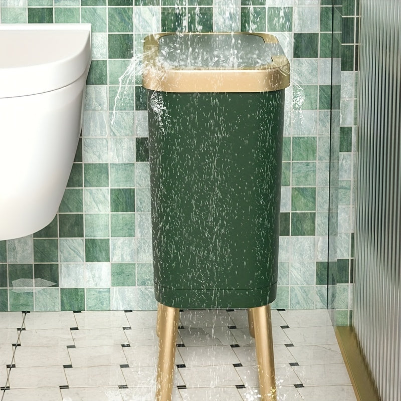 Odor-Sealed 15L Trash Can with Raised Legs – Modern Slim Kitchen & Bath Bin
