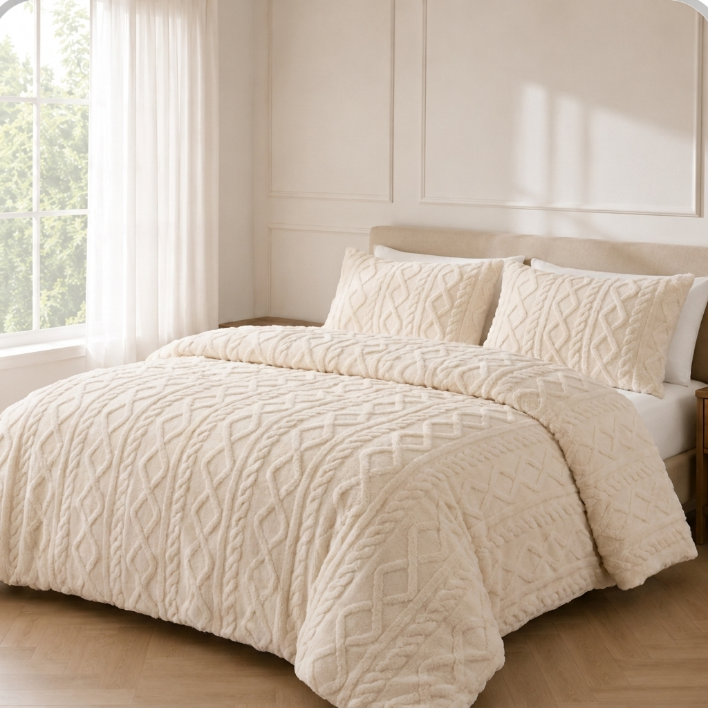 Mira Kuscheldecke 150x200cm Beige – Leichte Korallenfleece Sofadecke