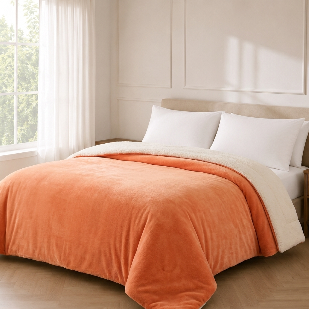 Luna Kuscheldecke 200x230cm Weiß – Flauschige Lammfell-Optik Sofadecke