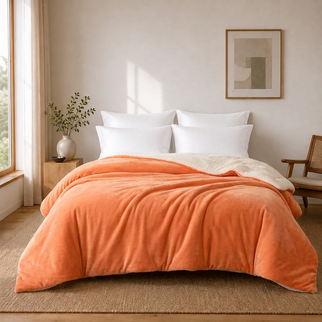 Luna Kuscheldecke 200x230cm Weiß – Flauschige Lammfell-Optik Sofadecke