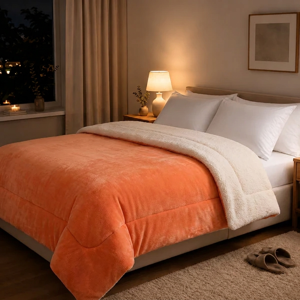 Luna Kuscheldecke 200x230cm Weiß – Flauschige Lammfell-Optik Sofadecke