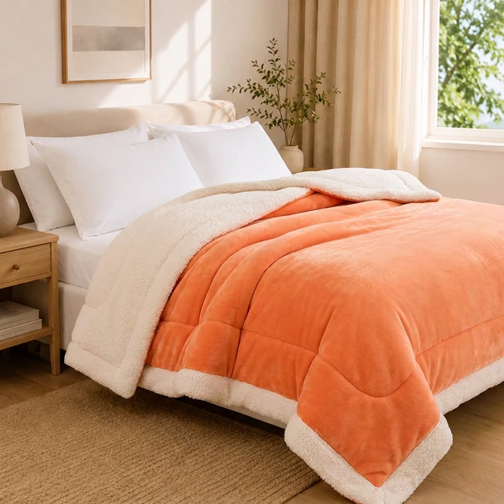 Luna Kuscheldecke 200x230cm Weiß – Flauschige Lammfell-Optik Sofadecke
