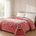 Rosalie Kuscheldecke 200x230cm Rosa – Dicke Raschel Wärmedecke mit Rosenmuster