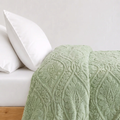 Vienna Kuscheldecke 200x230cm Grün – 3D Blumenmuster Korallenfleece Steppdecke