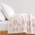 Tessa Kuscheldecke 200x230cm Grau – Geometrisches Jacquard Fleece Sofadecke