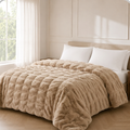 Milla Kuscheldecke 200x230cm Grau – Luxuriöse Kunstkaninchenfell Wärmedecke