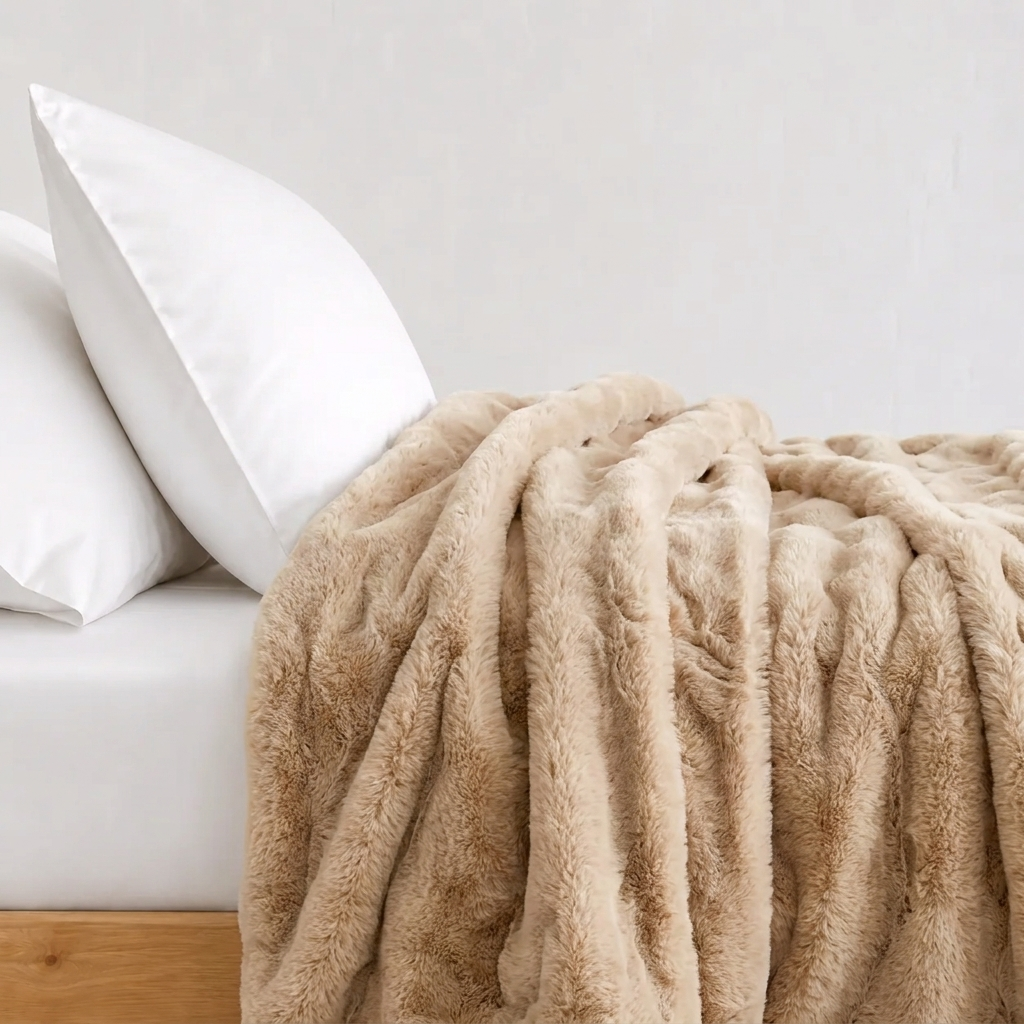 Milla Kuscheldecke 200x230cm Grau – Luxuriöse Kunstkaninchenfell Wärmedecke
