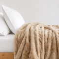 Milla Kuscheldecke 200x230cm Braun – Luxuriöse Kunstkaninchenfell Wärmedecke