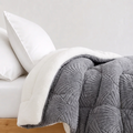 Greta Kuscheldecke 200x230cm Grau – Dicke Jacquard-Samt Winter-Wärmedecke
