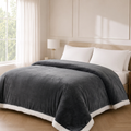 Nele Kuscheldecke 200x230cm Grau – Doppelseitige Wolldecke fürs Bett