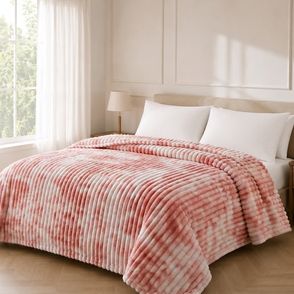 Ombra Kuscheldecke 200x230cm Rosa – Plüschige Flanelldecke im Farbverlauf