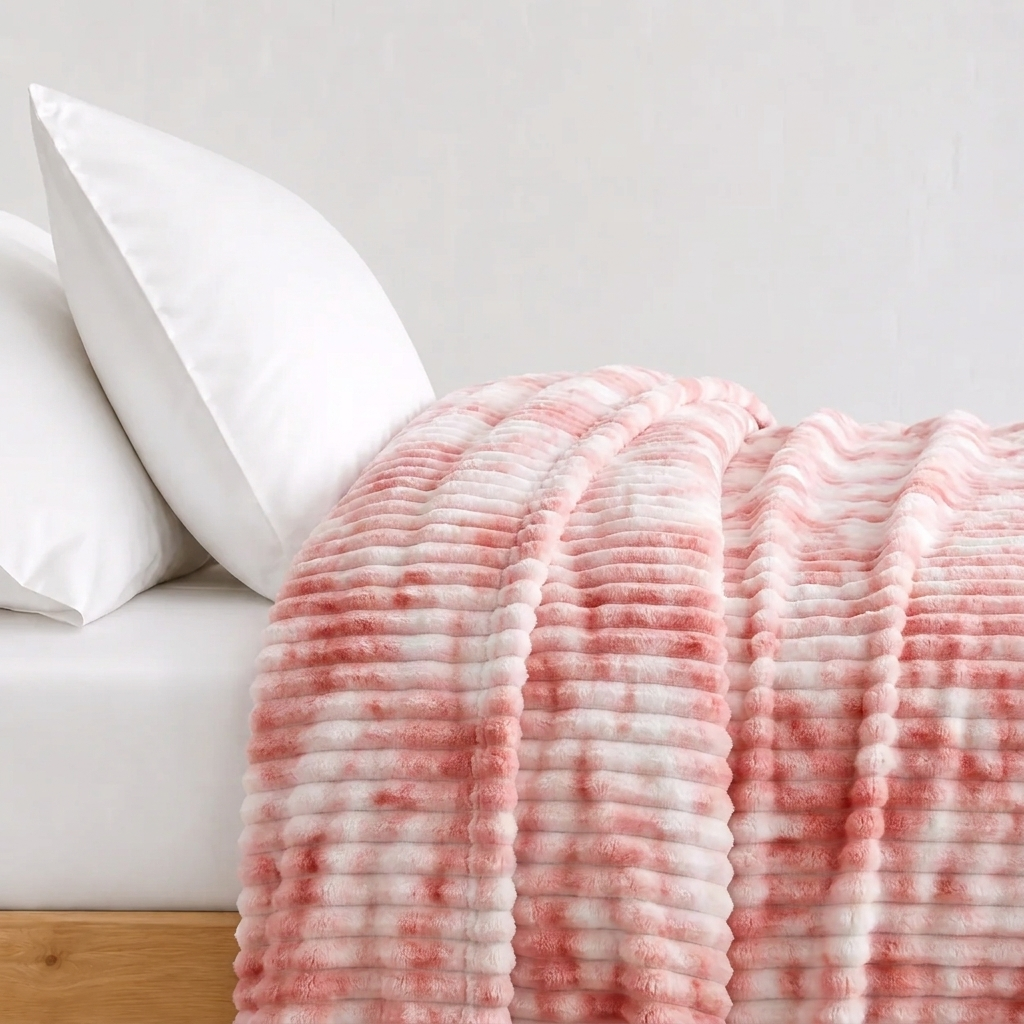 Ombra Kuscheldecke 200x230cm Rosa – Plüschige Flanelldecke im Farbverlauf