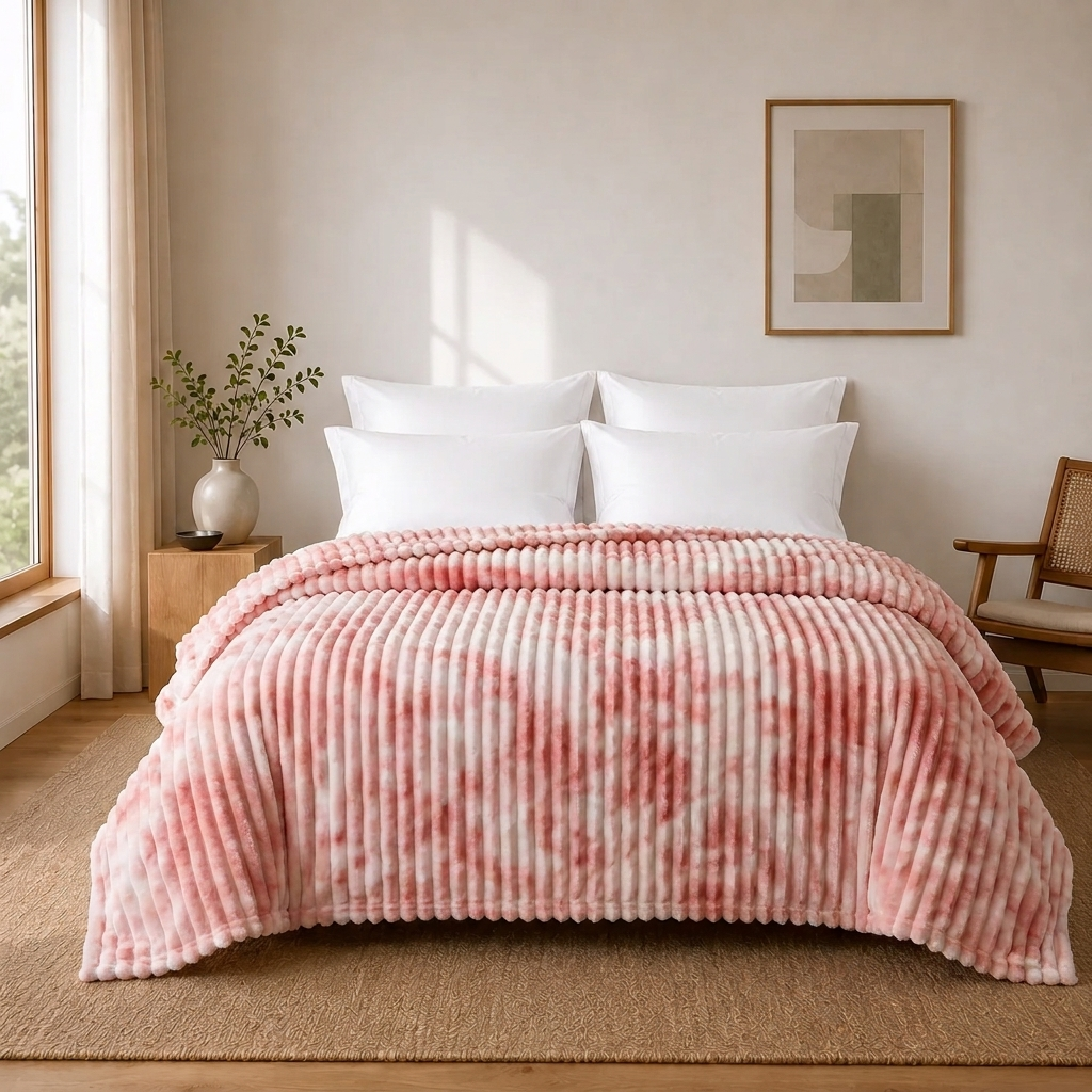 Ombra Kuscheldecke 200x230cm Rosa – Plüschige Flanelldecke im Farbverlauf