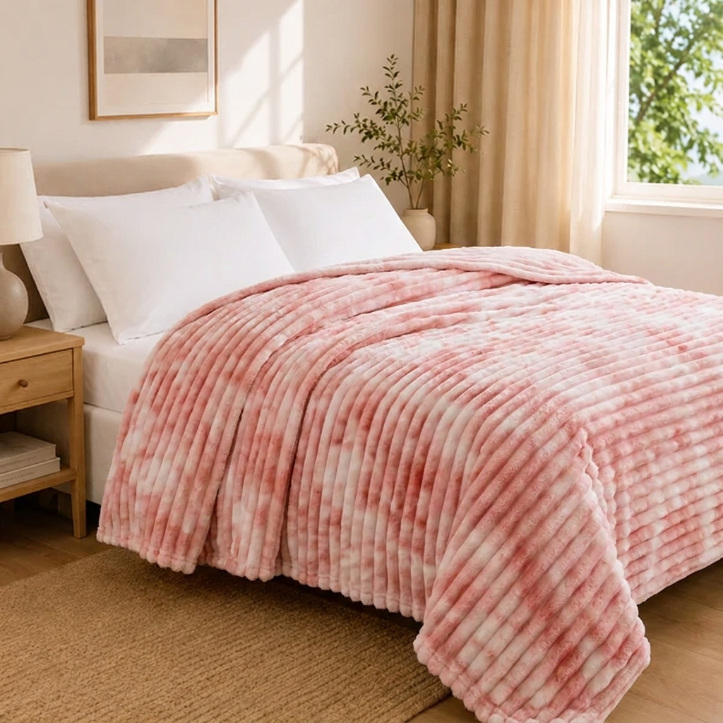Ombra Kuscheldecke 200x230cm Rosa – Plüschige Flanelldecke im Farbverlauf
